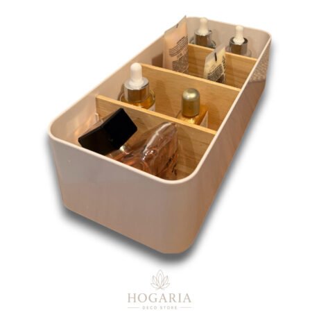 Organizador de plastico con division en bambu 4 espacios