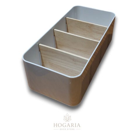 Organizador de plastico con division en bambu 4 espacios