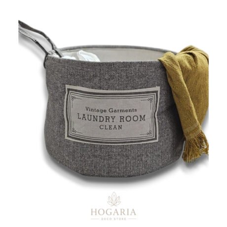 Cesto de tela lisa redondo “Clean Dark Grey”