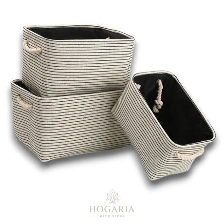 Cesto de tela rayada chico
